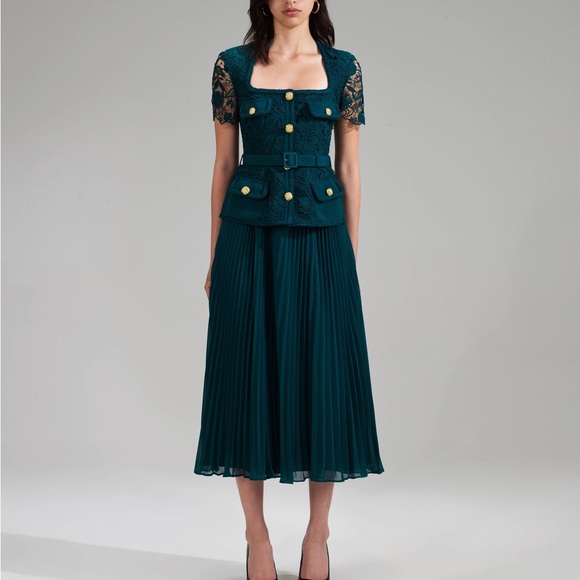 Self-Portrait Dresses & Skirts - Self portrait Teal Lace Bodice Midi Dress